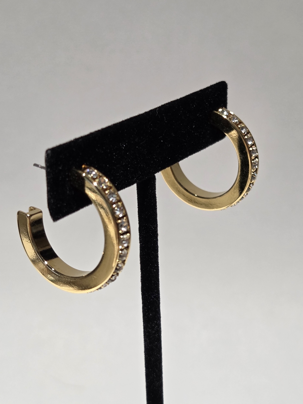 Gold-tone Crystal-Accented Hoop Earrings